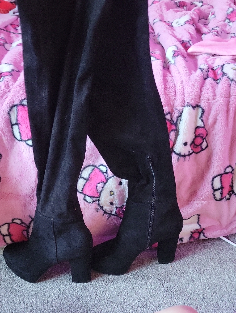JustFab Black Over-the-Knee Block Heel Boots size 8.5